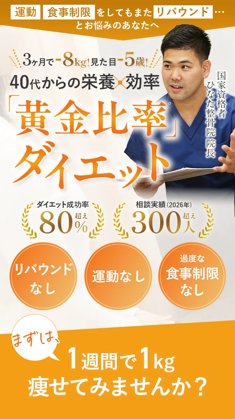 ひなた整骨院｜運動・食事制限・リバウンドなしの黄金比率ダイエット
